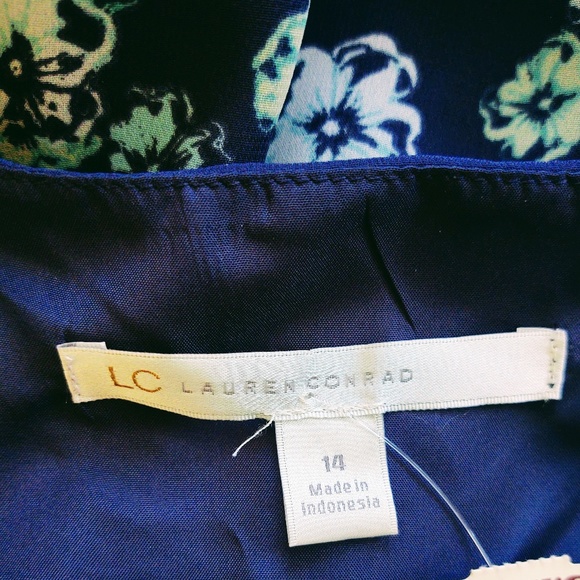 NWT LAUREN CONRAD CHIFFON SHEER OVERLAY LINED SLEEVELESS FLORAL POLY DRESS 14 - Picture 11 of 14